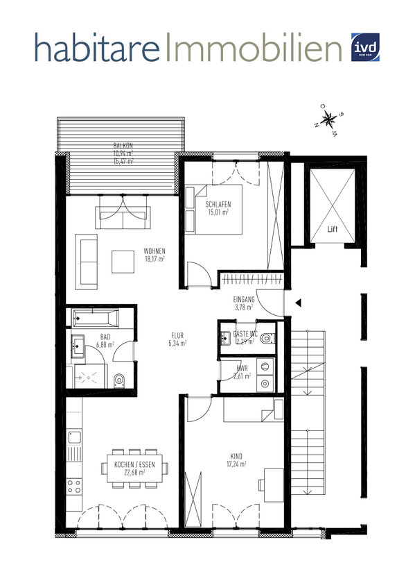 Attraktive Raumaufteilung