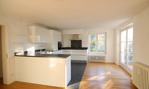 Wohnzimmer mit offener Küche