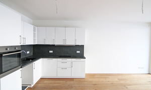 Wohnzimmer mit offener Küche