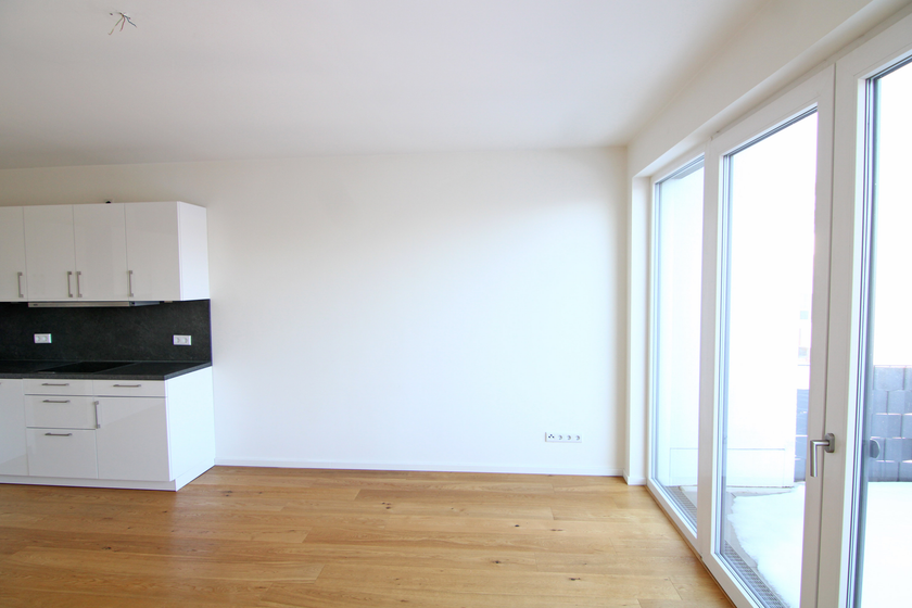 Wohnzimmer mit offener Küche